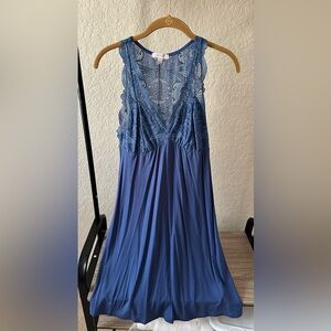 Fleur’t Denim Blue Lace V-Neck Sleep Chemise